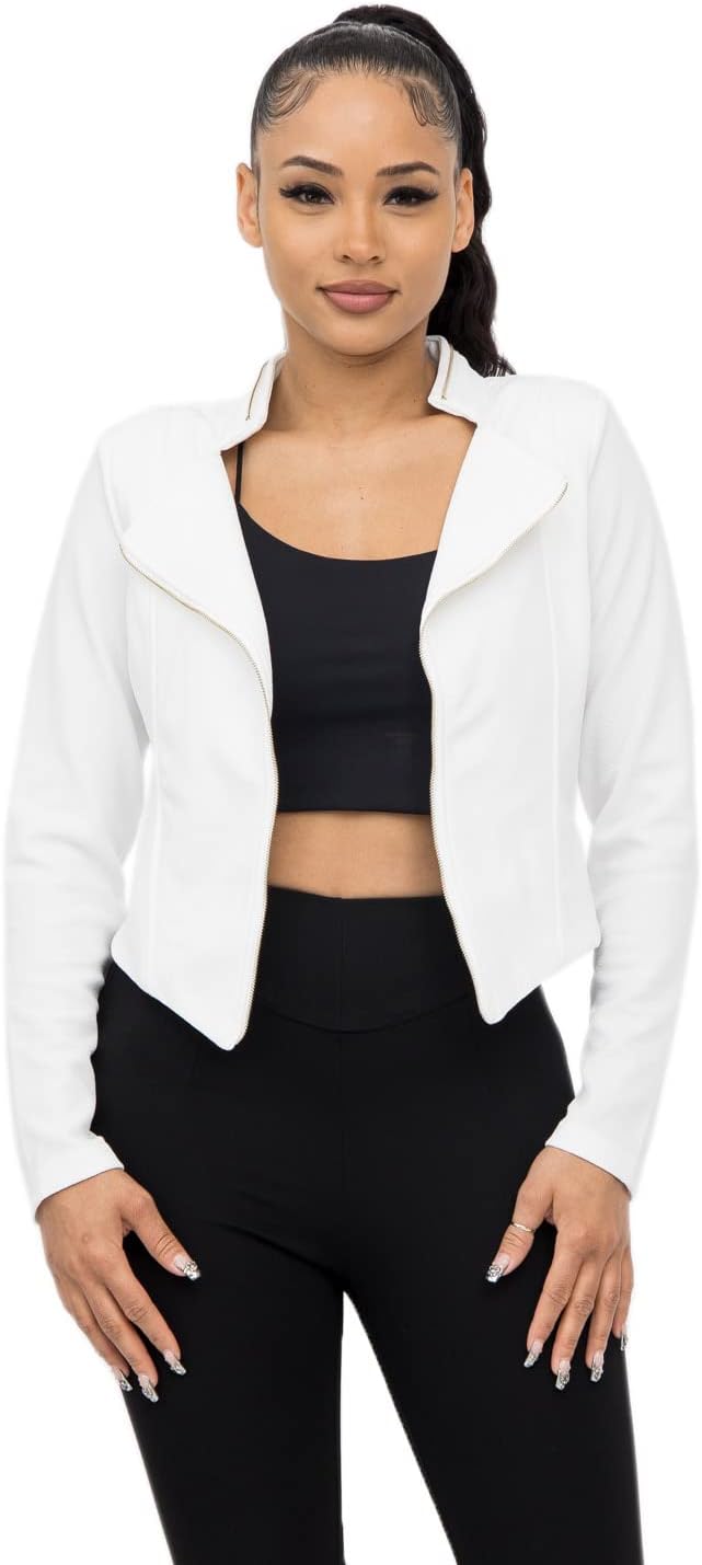 Michel Womens Fleece Jacket Classic Crop Rider Zip UP Jacket
