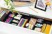 CAXXA 3 Slot Drawer Organizer with 4 Adjustable Dividers - Junk Drawer Storage for Office Desk Supplies and Accessories, Black (1 Pack)