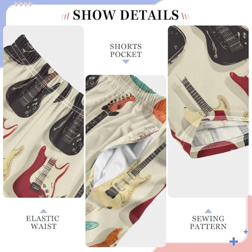 Retro Guitars Pajama Pants Soft Lounge Sleepwear PJ Bottoms with Elastic Waist Ages 6–14 Years4