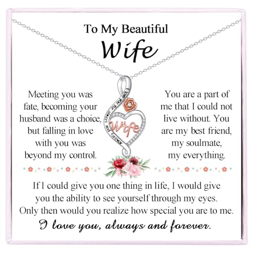 EPVID Valentines Gifts for Wife Infinity Heart Pendant Necklace for Women Wife Gifts from Husband Birthday Christmas Mothers Day Valentines Presents Xmas Stocking Fillers