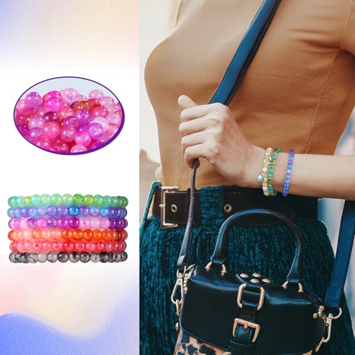 Image of 6mm Glass Beads for Jewelry Making, 1396pcs Ink Patterns Crystal Beads | Funtopia 34 Colors Round Glass Beads Kits for Bracelets Necklace DIY Earrings Crafts with Spacer Beads and Charms