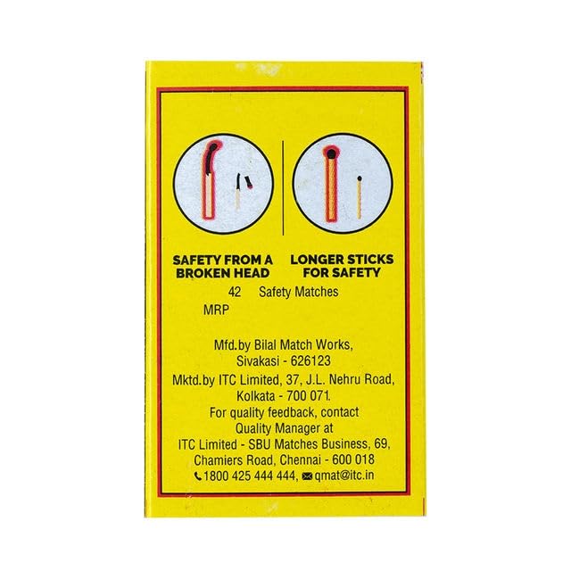 Image of GOSHAN HomeLights Small Match Box (Pack of 4 X 5 Matchboxes) Karborised 40-45 Match Sticks for Kitchen, Pooja & Craft | Extra Long, Extra Strong Matchsticks