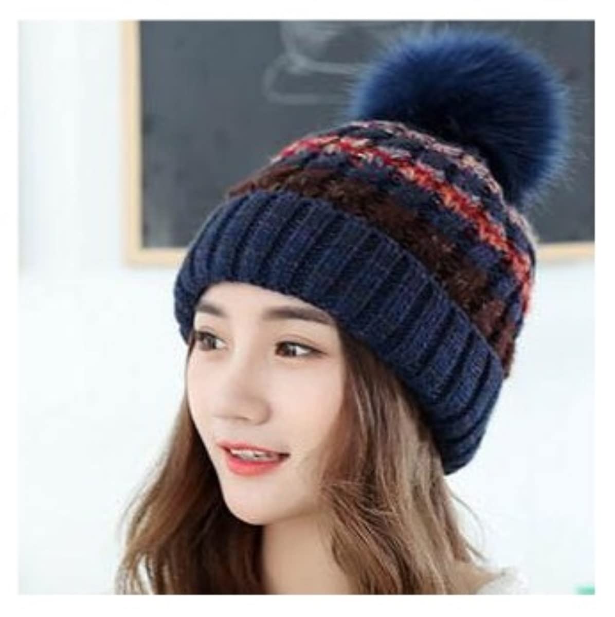 Gorro de Lana de Invierno para Mujer y Hombre, Tejido con Calavera, Suave y cálido, para esquí (Talla única)
