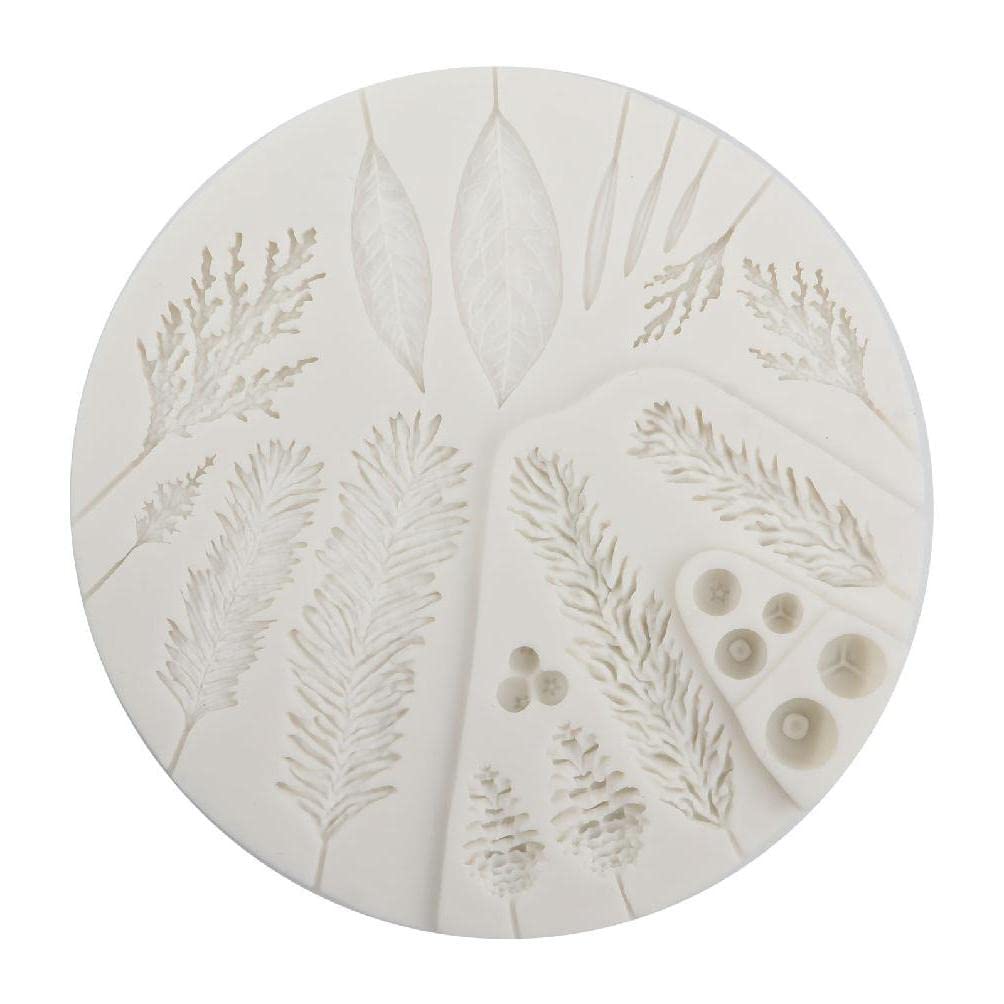 Moldes de silicona, Molde de silicona de Navidad En forma de hoja de pino utensilios for decoración de tortas con fondant molde for pasta de goma y Chocolate moldes de arcilla de resina for dulces
