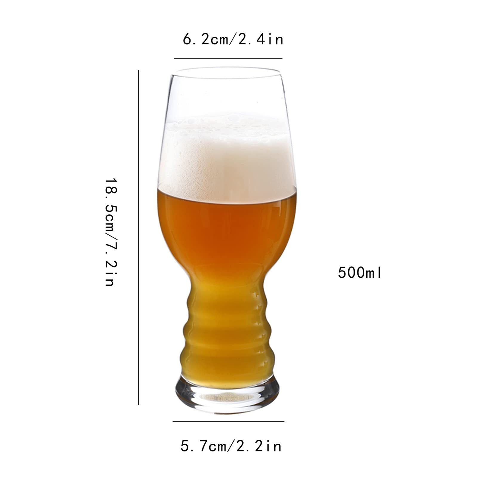 Biergläser, klassische Biergläser, Bierkrug-Gläser, Biergläser, Trinkgeschirr-Set mit 2 Stück – hohes Glasgeschirr for Bier, Wein, Obst, Smoothies, Eiskaffee – 17-Unzen-Craft-Bierbecher for Bar,