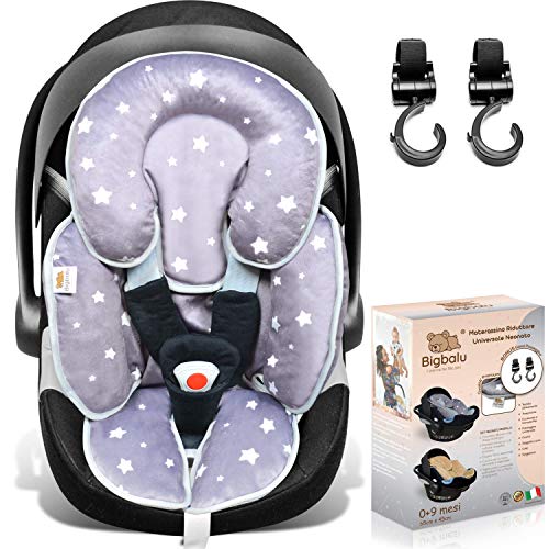 BigBalu® Riduttore per Passeggino - Cuscino Universale per Seggiolone, Ovetto, Lettino, Seggiolino e Culla - Imbottitura Morbida Anallergica Estate Inverno - Migliora la Sicurezza in Auto del 50%