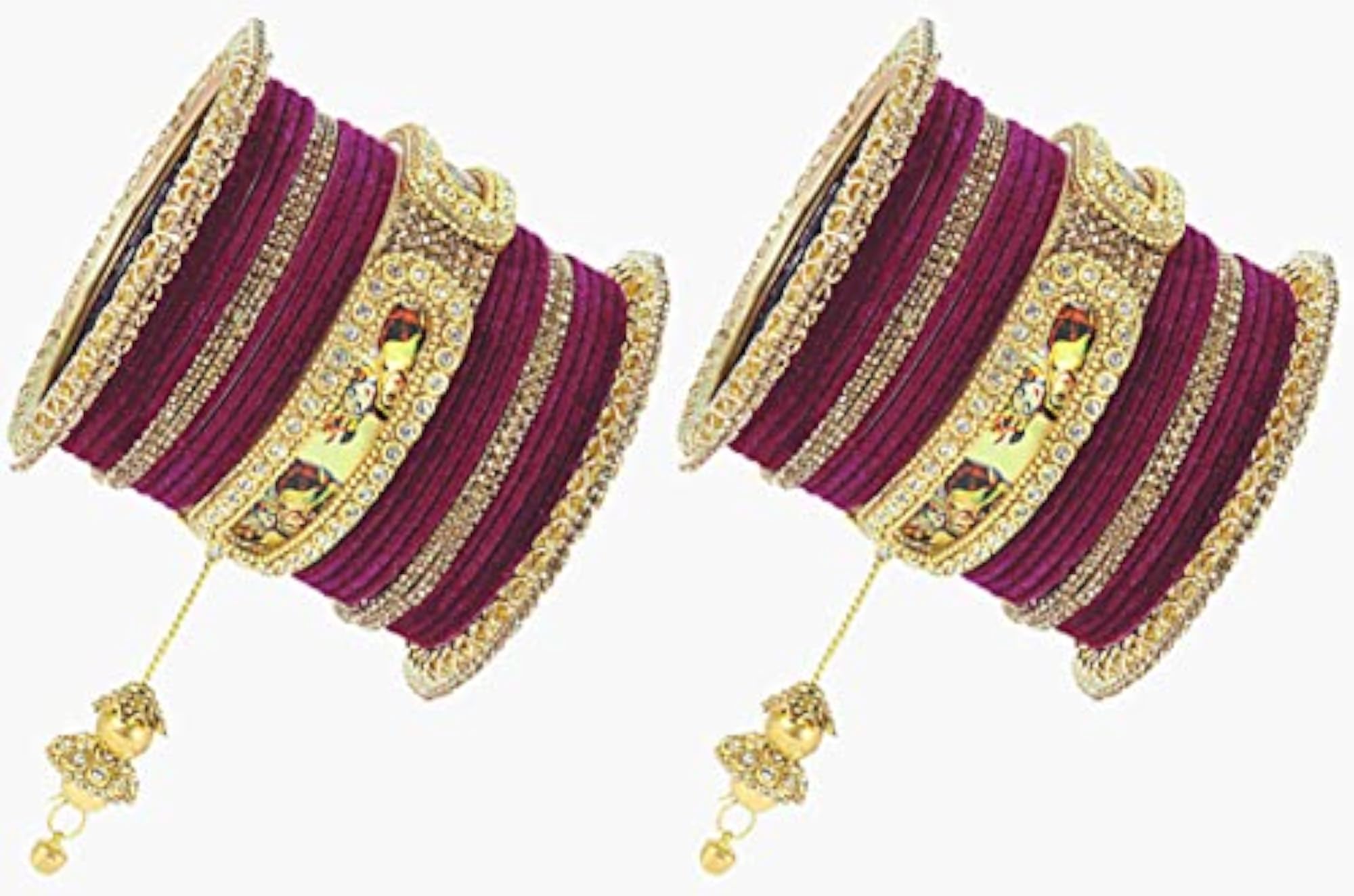 Velvet Raadha Krishna Printed Bangles Set for Girls