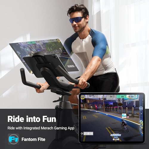 Image of Merach Magnetic Exercise Bike for Home Gym, Low Noise Stationary Bike with Soft Seat Cushion, Indoor Workout Bike with 350 lbs Weight Capacity, Spinning Bike with Self-Developed App, Tablet Mount