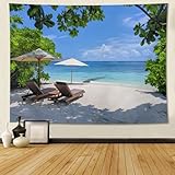 DTIQCCN Summer Beach Lounge Chairs Tapestry Mountain Tapestry Wall Hanging Aesthetic Nature Tapestries 27.5x39.3 Inch Nature Landscape Watercolor Tapestries for Bedroom Living Room Backdrop