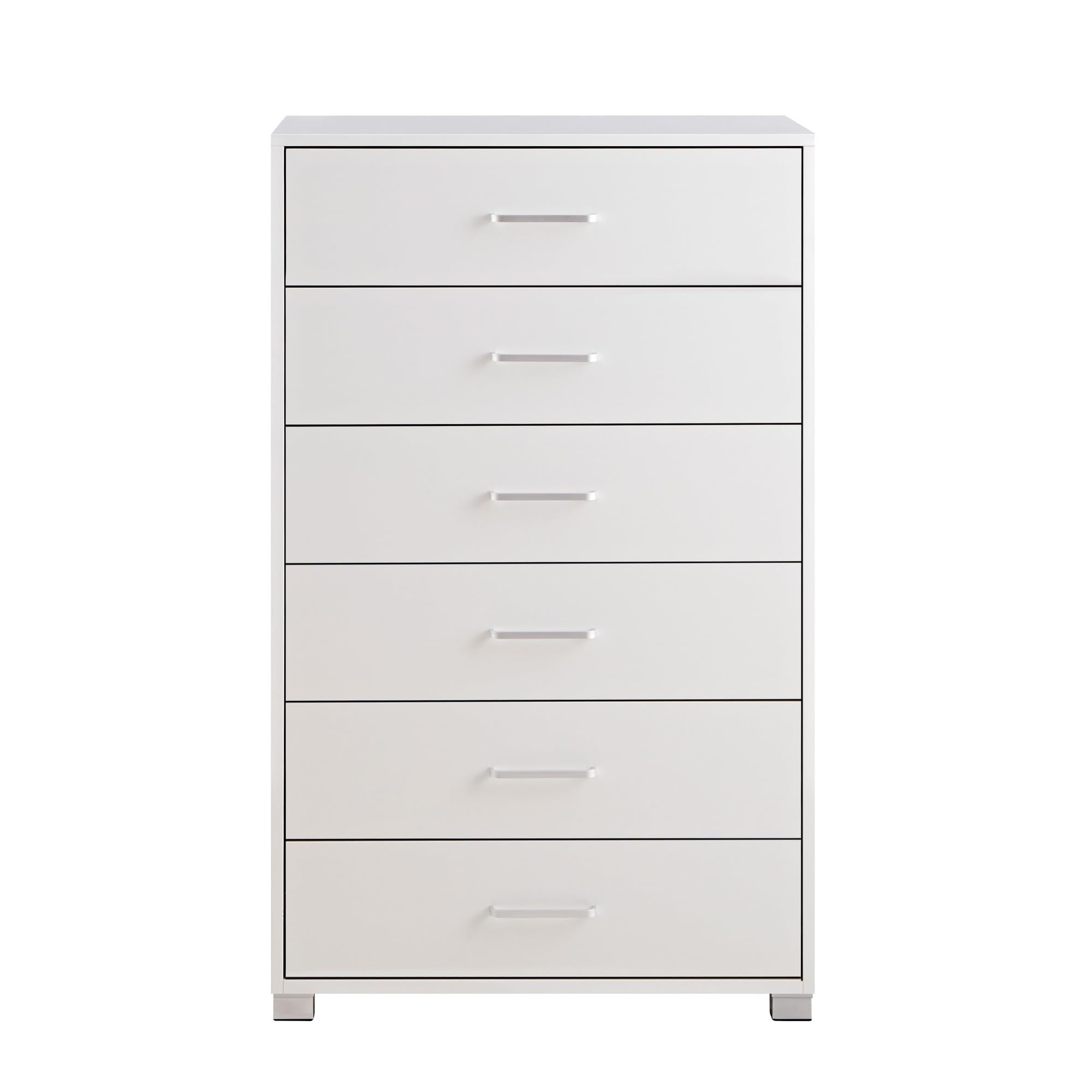 Brigros WeHome - Cassettiera Camera da Letto con 6 Cassetti 68x40x115 cm, in Legno Mobile Salvaspazio Nancy, Bianco