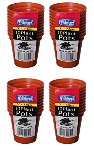 4 x 7.5cm 3 Plastic Terracotta Plant Pots Pack of 10 Garden Flowers Plants