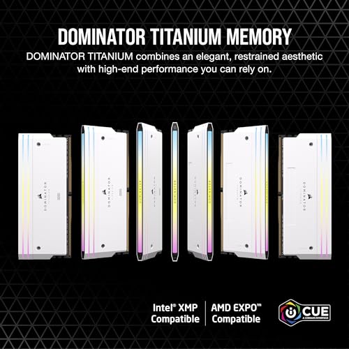 Image of CORSAIR Dominator Titanium RGB DDR5 RAM 32GB (2x16GB) 6000MHz CL30-36-36-76 1.40V AMD EXPO Intel XMP 3.0 Desktop Computer Memory - White (CMP32GX5M2B6000Z30W)