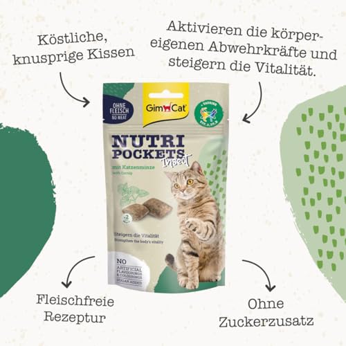 GimCat Nutri Pockets Insekt & Katzenminze - Knuspriger Katzensnack mit funktionalen Inhaltsstoffen - 1 Beutel (1 x 60 g)