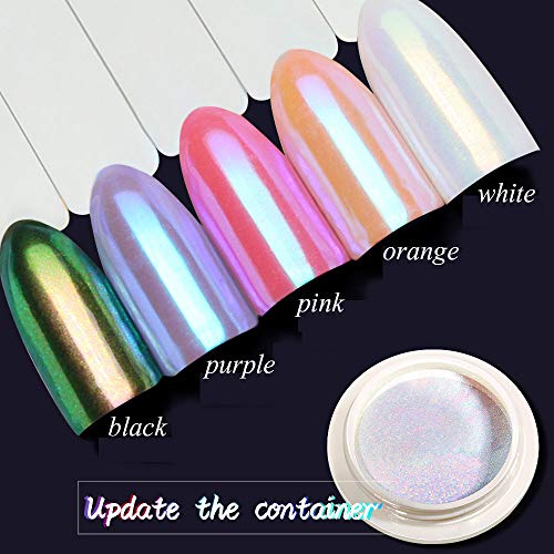 Prettydiva Iridescent Nail Powder - Mermaid Nails Powder Aurora Powder Chameleon Pigment For Nails, White Iridescent Mica Powder Unicorn Chrome Nails Powder For Nail Art #TOP1