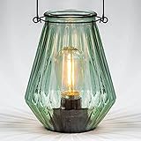 💡 Dekorative Tischlampe - Mit ihrem schlichten und eleganten Design ist diese Umgebungsbeleuchtung ideal für den Einsatz zu Hause. Die Glühbirne ist in der Glaslaterne befestigt. Die Glasoberfläche hat glatte Linien. Wenn das Licht leuchtet, entsteht ein schöner Licht- und Schatteneffekt. Das farbige Glas kommt in blau, hellgrün, so dass Sie Ihre Lieblingsfarbe wählen oder mehrere kombinieren können!
