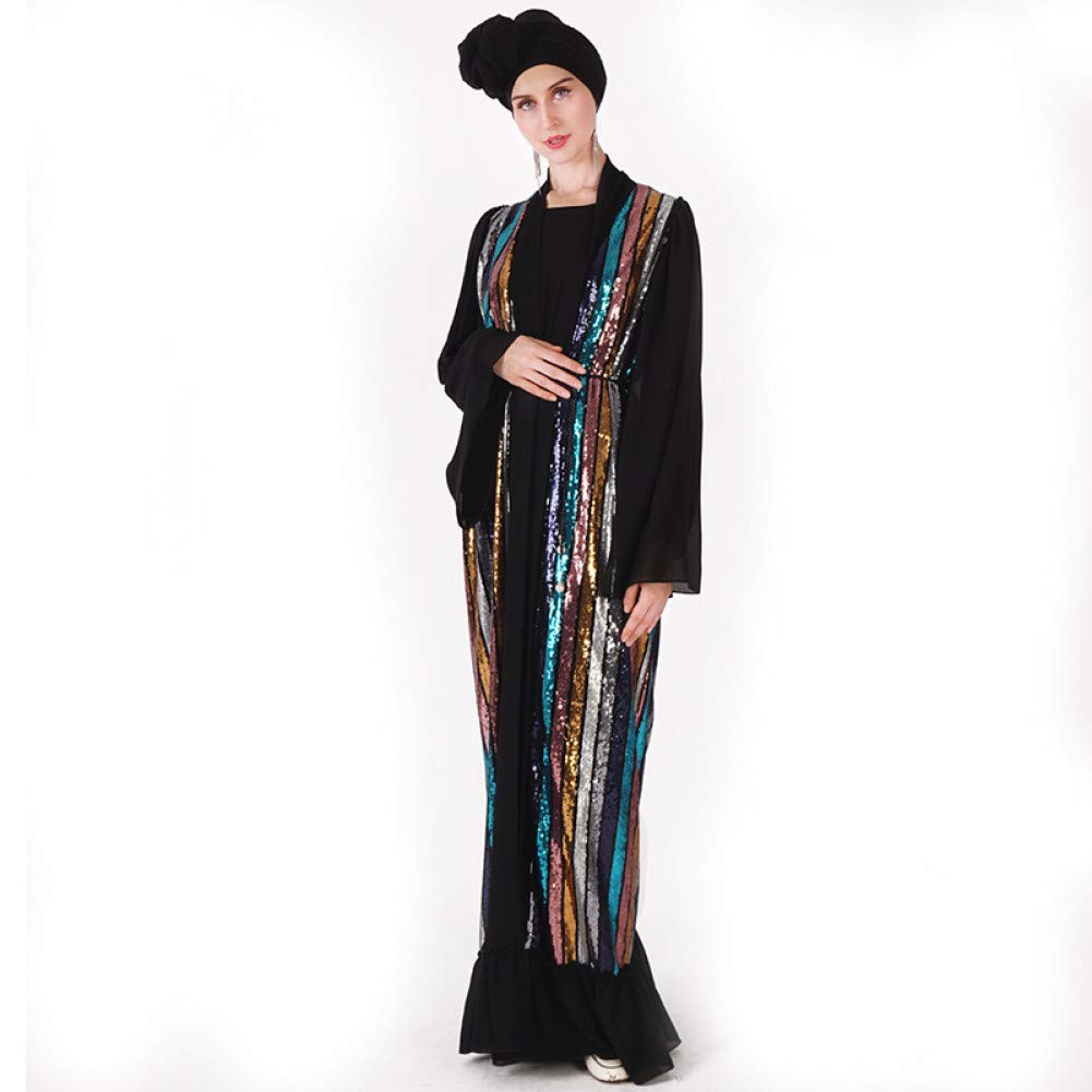 YUANCHENGOpen Abaya Sequin Cardigan Hijab Muslim Dress Kaftan Turkey Robe Dubai Ramadan Abayas For Women Caftan Turkish Islamic Clothing