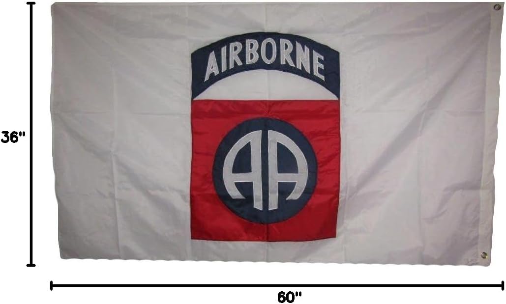 3x5 Embroidered Airborne 82nd Division Double Sided 210D Nylon Flag 3'x5' Clips House Banner Double Stitched Fade Resistant Premium Quality