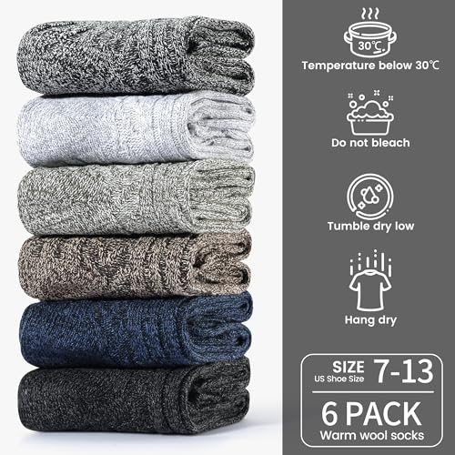 ICEIVY Socks for Men 5-6 Pairs Winter Warm Wool Crew Ankle Soft Thick Heated Thermal Socks Gifts For Men4