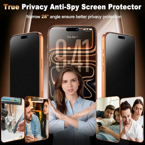 Image of UniqueMe for iPhone 17 Pro Max Matte Privacy Screen Protector - 6.9 inch | 2 Pack,Anti-Spy,Smooth Matte Finish,9H+ Tempered Glass,Anti-Glare, Anti-Fingerprint, Bubble Free, Easy to Install