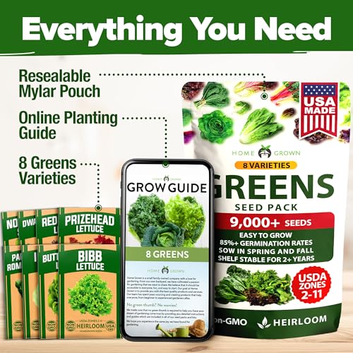 Image of HOME GROWN Lettuce Seeds 8 Variety Mix 9000+ Bulk Pack Heirloom Non-GMO, High Germination, Romaine, Bibb, Buttercrunch, Leafy Greens,Indoor Outdoor Hydroponic Garden, Cut & Come Again (Lactuca sativa)