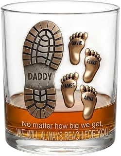 Happy Father's Day - Personalized Father Whiskey Glass Drinkware Novelty Present Home Bar Kitchen Accessories Birthday Holiday Presents For Him