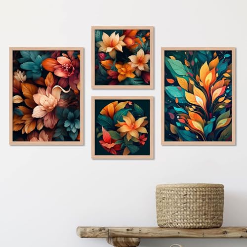 Image of kotart Aesthetic Modern Wall Decor Paintings with Frame for Home Decoration - Painting for Living Room Bedroom - Painting for Wall Decoration Set of 4 (Art 8, Big (13x17 or 13x13 inch))