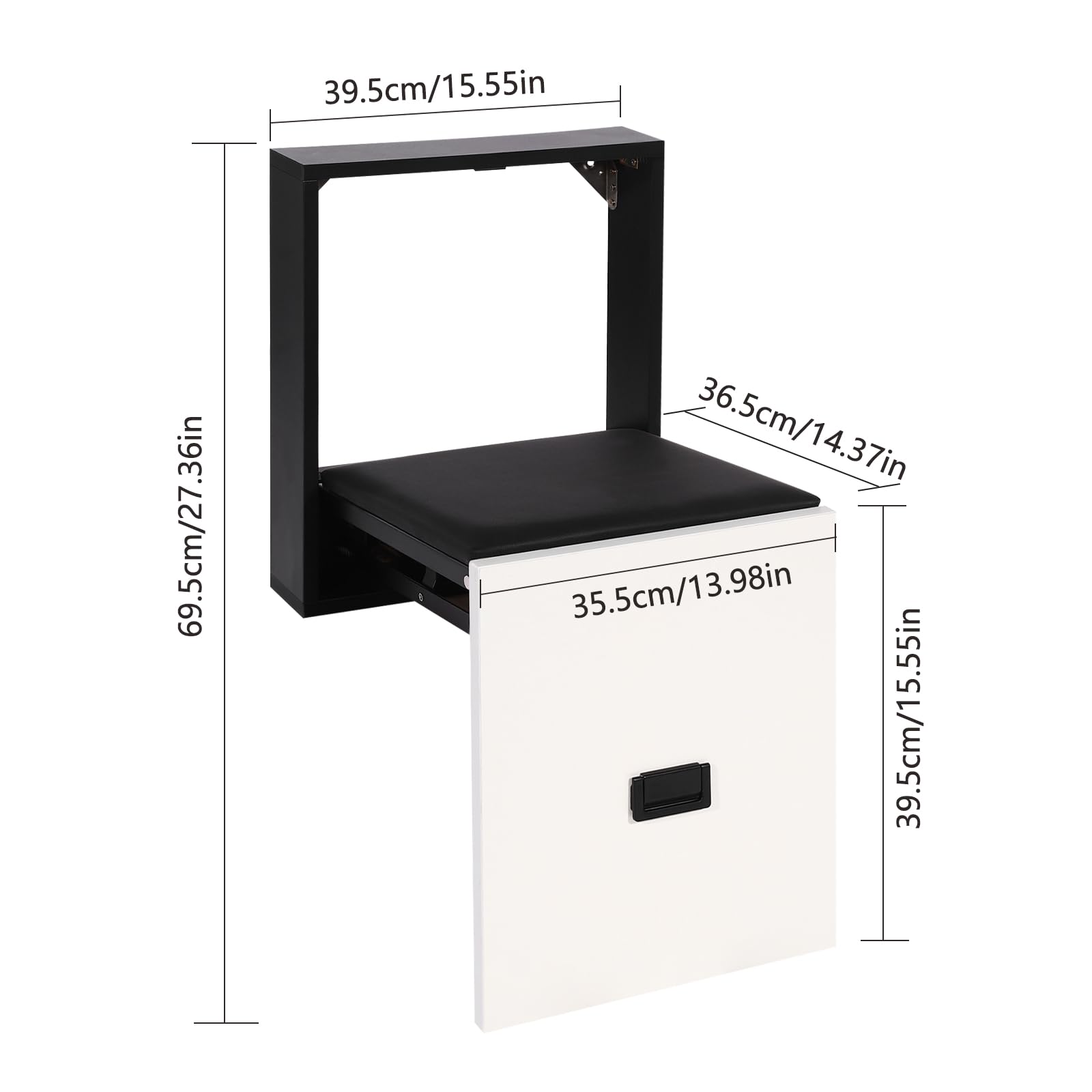Silla plegable de pared, taburete de pared, taburete de cambio de zapatos montado en la pared, soporta hasta 150 kg, taburete oculto para cambios rápidos de zapatos o pausas de descanso
