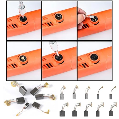 Tkxjry Koolborstels, 40 stuks koolborstels voor elektrisch gereedschap, 10 maten reservekoolborstels, koolborstels voor elektromotoren, universele boormachine - Afbeelding 5