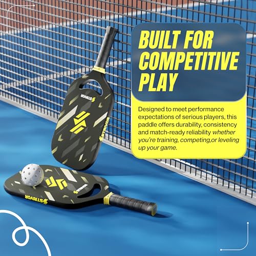 Image of STRIVOR Pro Pickle Ball Racket - T700 Raw Carbon Fiber, 16MM Thermoformed Core, Edgeless Design with Carbon Friction Surface for Spin & Control, Lightweight Paddle with Protective Cover