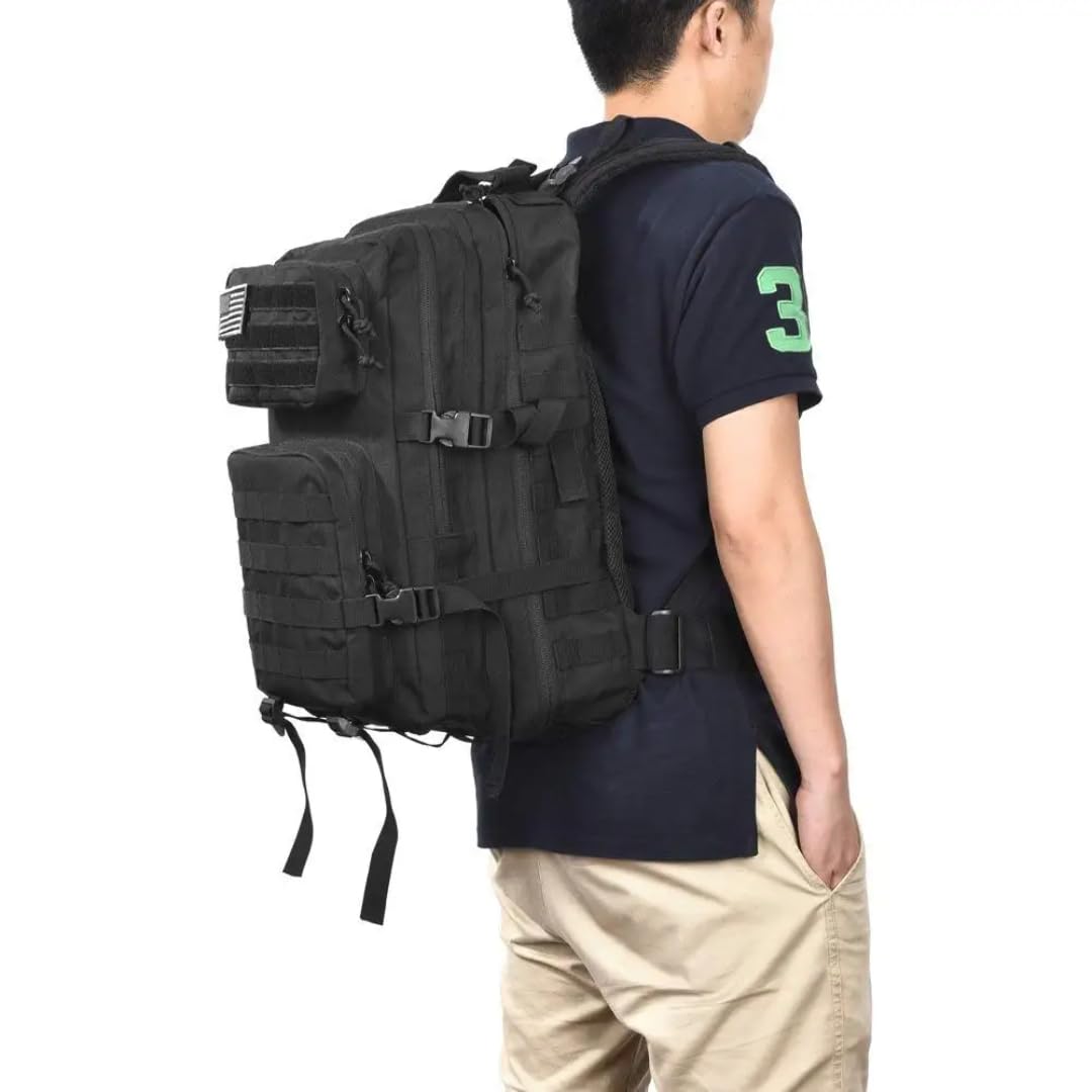 Rucksäcke mit großer Kapazität Outdoor-Assault Pack 3-Tage-Bug-Out-Tasche Wandern Treeking Rucksack Fitness Camping – tägliche Arbeit(Schwarz)