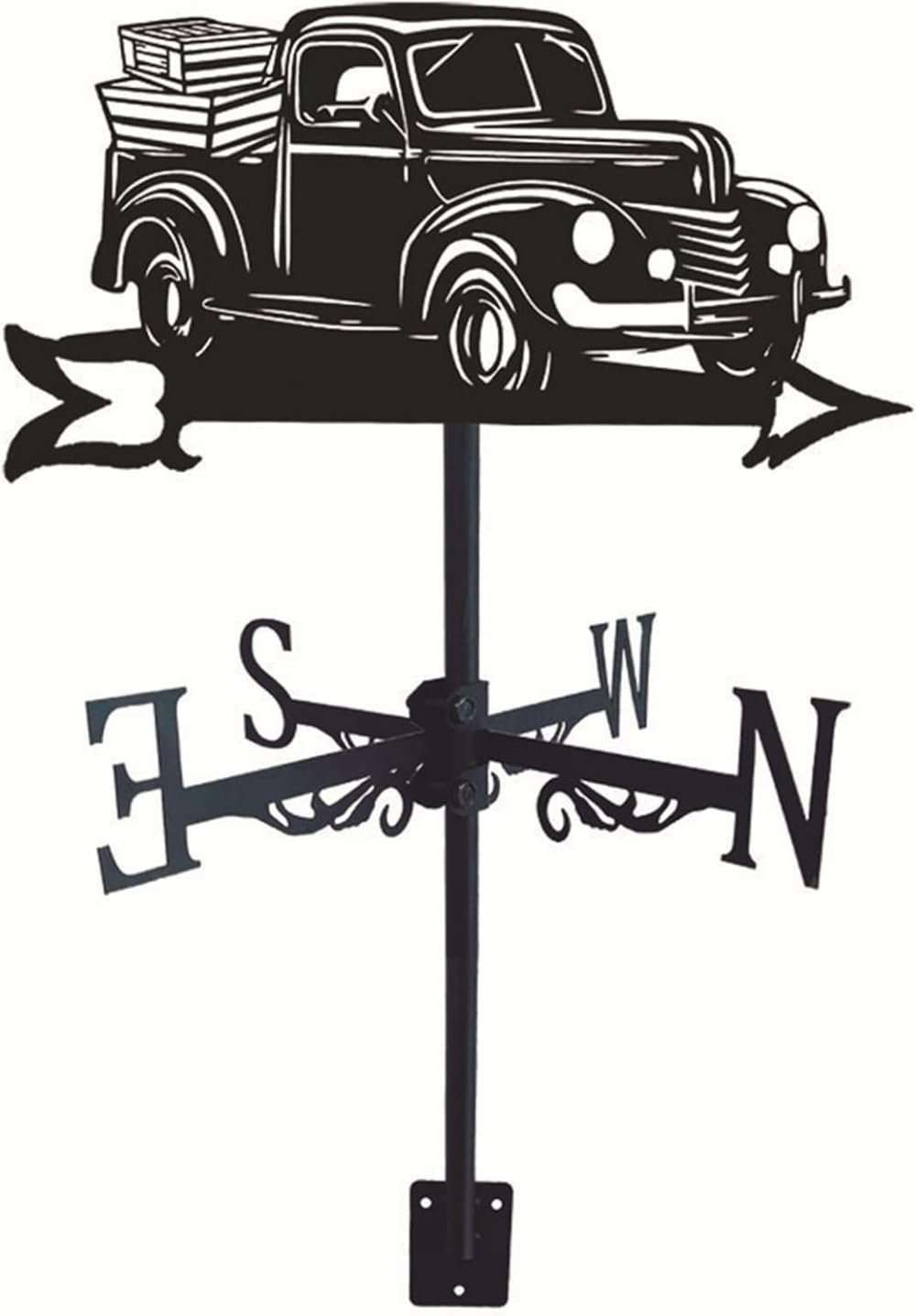 CZYLJLK Weather Vane,Truck Weathercock Metal Weathervane Retro Mini Vanes with Anemometer for Direction Indicator and Measurement Wrought Iron