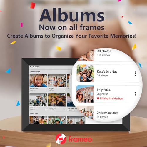 Image of 32GB FRAMEO 10.1 Inch Smart WiFi Digital Photo Frame 1280x800 IPS LCD Touch Screen, Auto-Rotate Portrait and Landscape, Built in 32GB Memory, Share Moments Instantly via Frameo App from Anywhere