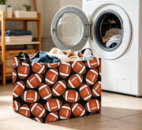 Image of CLOCOR Rectangular Storage Basket Empty,Gift Basket,Waterproof Storage Bin with Handles,Room Decor(Big Rugby)