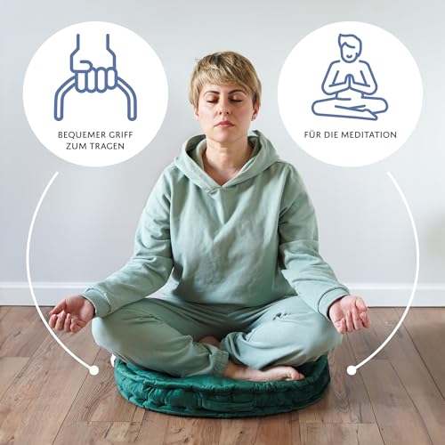 Amazinggirl Cojin meditacion y Yoga zafu - Cojín de Suelo Redondo Soporte ergonómico Ideal para Postura relajación Ejercicios Bienestar Uso Interior y Exterior cjoines meditación - Imagen 5