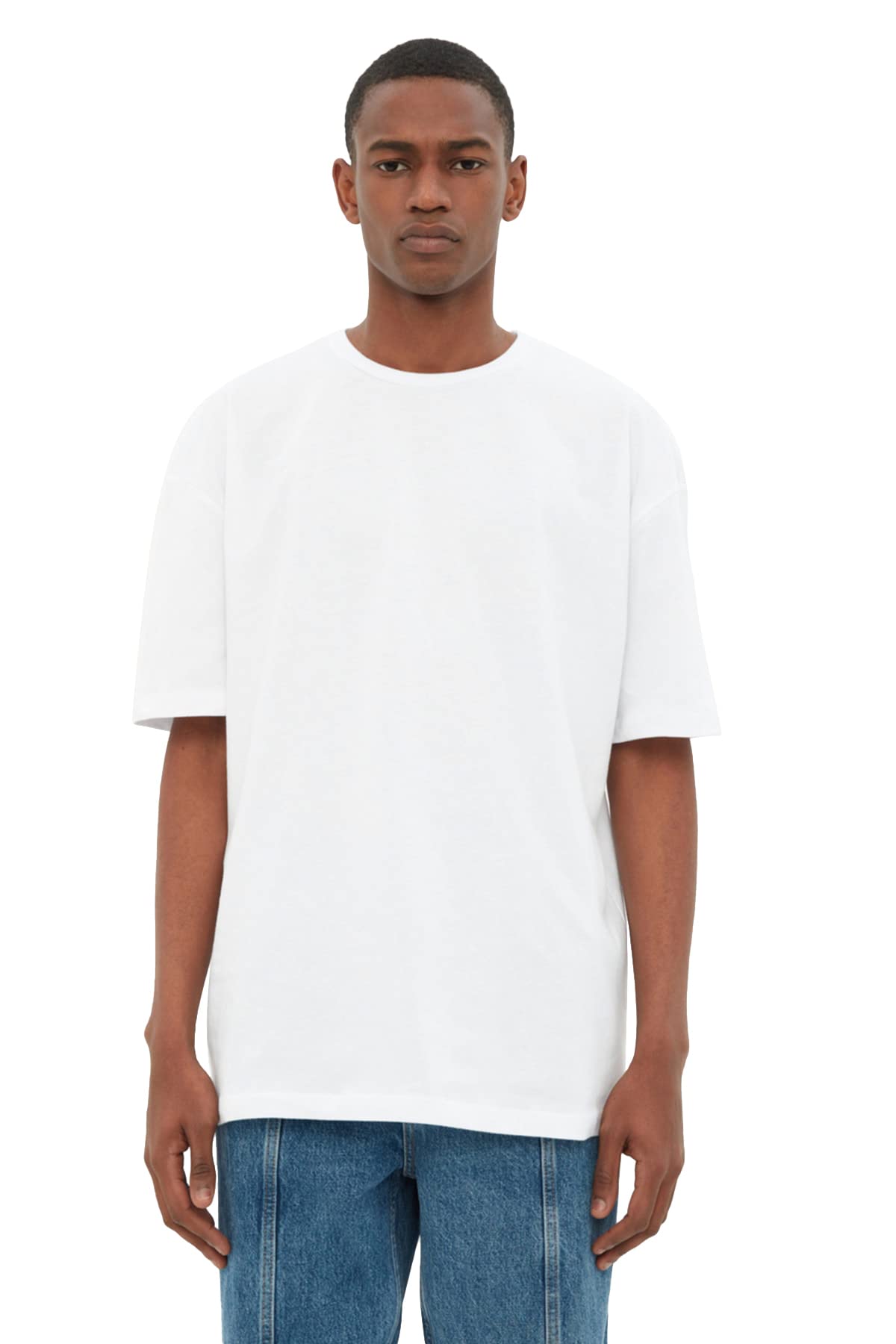 Trendyol Collection Herren Weiß Es T-Shirt Mit Entspannter Passform – 100 % Baumwolle Für - Klein