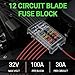 12V Fuse Block 12 Circuit Fuse Box Kit with Damp-Proof Fuse Panel Led Warning Indicator for Marine Automotive Motorcycle RV Truck DC 12-24V(24Pcs Fuses and Terminals Included)
