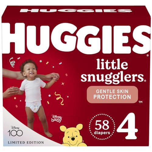 Image of Huggies Size 4 Diapers, Little Snugglers Baby Diapers, Size 4 (22-37 lbs), 58 Count