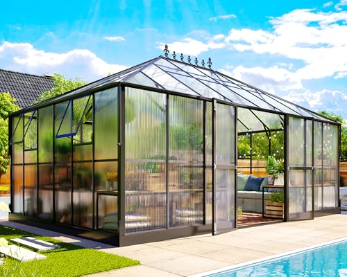 Jocisland 16x12x9.5 FT Polycarbonate Greenhouse- 6 FT...