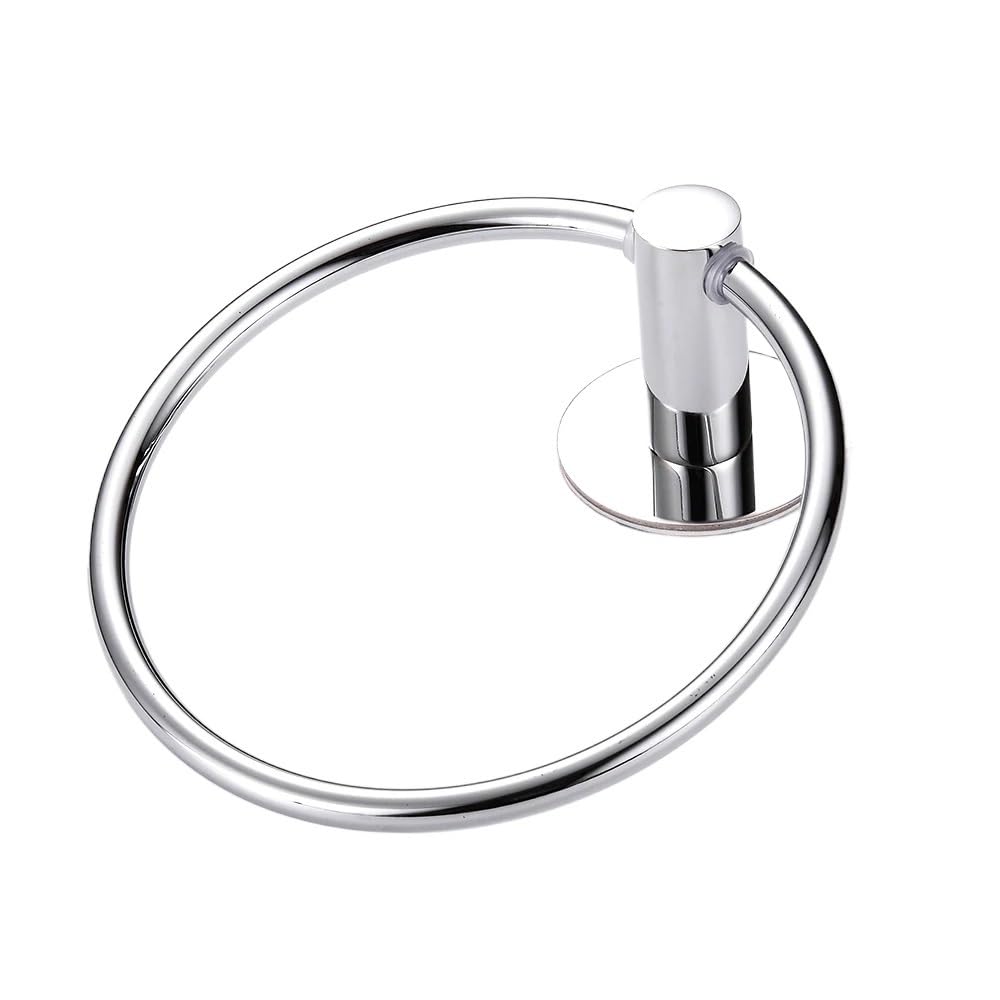 Lot de 4 porte-serviettes autocollants - Anneaux muraux en acier inoxydable pour salle de bain et cuisine - Design compact