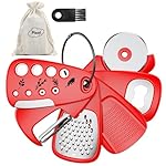 Kitchen Unique Gadgets Set 6 Pieces, Space Saving, Cheese Grater, Bottle Opener, Fruit Vegetable Peeler, Pizza Cutter, Garlic Ginger Grinder, Herb Stripper Gift Set