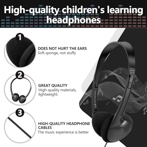 Image of USB C Headphones Bulk 20 Pack for Kids Classroom School,USB Type C | Headphones Class Set for School Student Children Compatible with Pad Smartphones Travel Testing Black