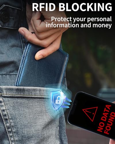 Image of Artpaxy Mens Wallet Bifold Genuine Leather RFID Blocking Wallet for Men with 1 ID Window 13 Card Holders 2 cash pockets 1 Gift Box