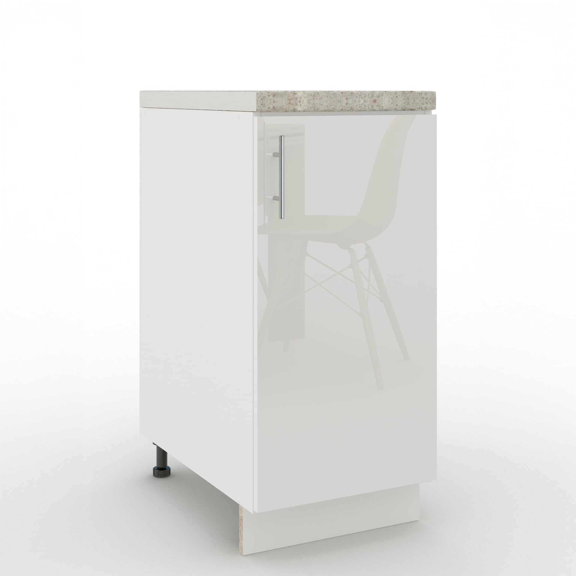 JD Greta Adjustable Kitchen Base Unit - 400mm - Base Cabinet with Door & Worktop - White Gloss — image 1