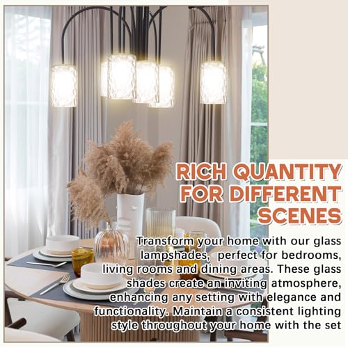 Image of Teenyyou 8 Pcs Clear Hammered Glass Shade Replacements for Pendant Light Fixtures Glass Lamp Shade Cover, 1-5 /8 Inch Fitter Base, 4 inchw x 6 inchh, Replacement Lamp Globe for Chandelier Wall Sconce