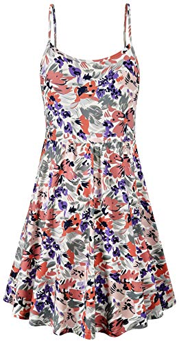Qnursma Breastfeeding Dresses Women, High Waisted Spaghetti Strap Lift Up Flared Bottom Summer Maternity Nursing Patterned Cami Sundress With Two Side Pockets White Floral 2 M #TOP2