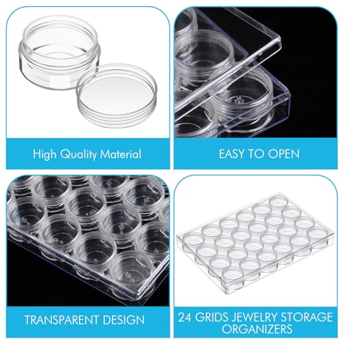 Image of Blulu Bead Container Lidded Small Box | Clear Plastic Jars for Diamond Painting Beads Jewelry Seeds Crafts, Organizer Case with Screw Top Lids
