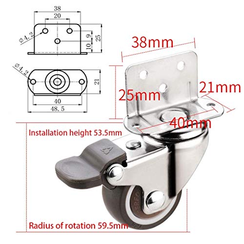 Roulettes pivotantes MU pour meubles roulettes avec frein 1.5"