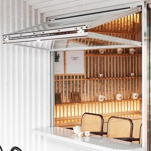 Ventanas corredizas Plegables de Guillotina Doble, Marco de Aluminio, Vidrio Templado de 5 mm, manija de Bloqueo, Personalizables (Blanco)