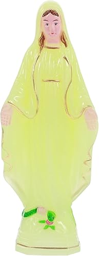 Miniatura 1 de PRETYZOOM Estatua de Virgen María que brilla en la oscuridad, estatua de Nuestra Señora de Gracia, figuras religiosas católicas luminosas para