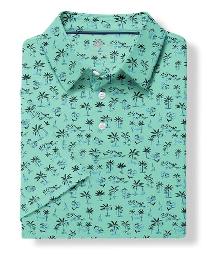 Image of ZITY Mens Golf Polo Shirts Short Sleeve UPF 50+ Performance Moisture Wicking Print Pattern Casual Collared Golf Shirt for Men